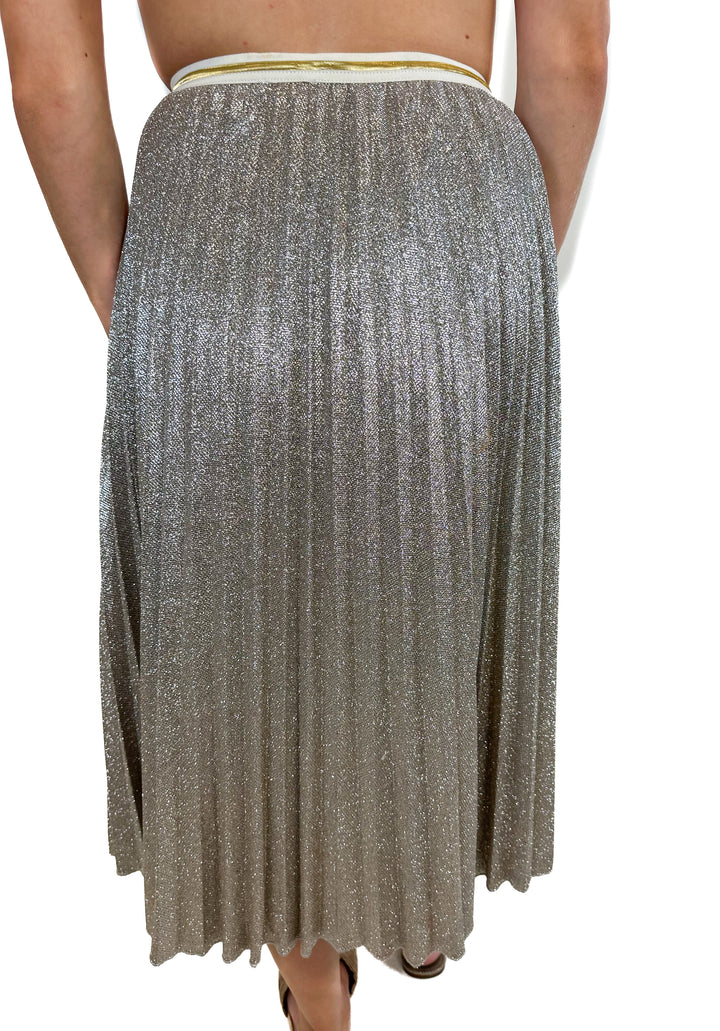 Ontwelfth Silver Metalic Midi-calf Skirt (S)