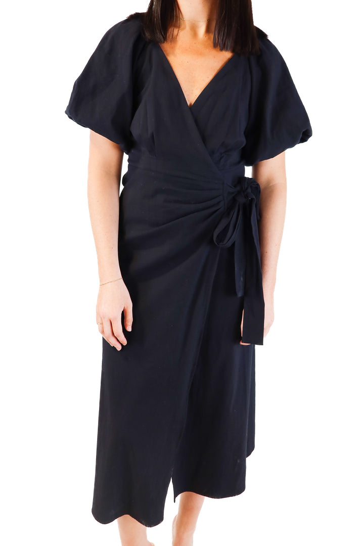 Reformation black wrap maxi dress (s; retail $298)