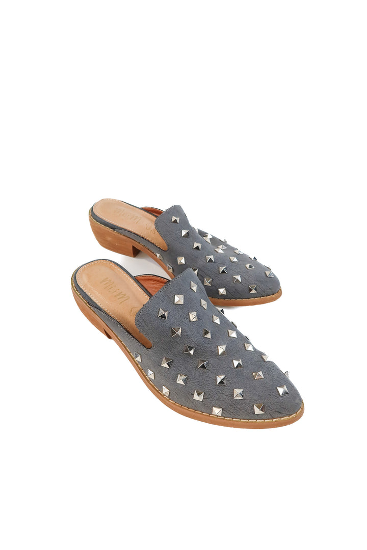 Mi.im grey studded mules (8; retails for $75)