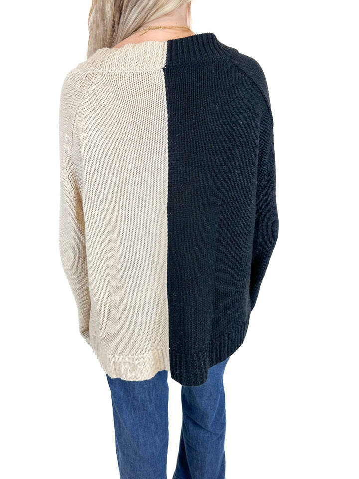 Lovers and Friends Color Block Black & Ivory Sweater (S)