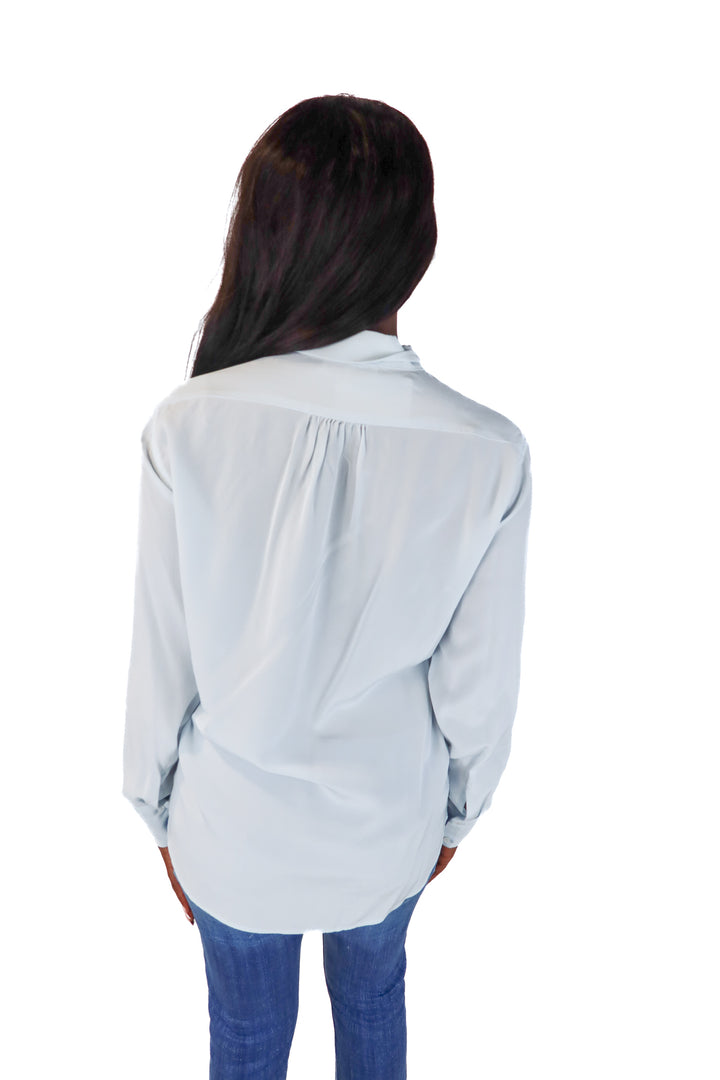 Sandro Pale Blue Neck Tie Silk Blouse (2)