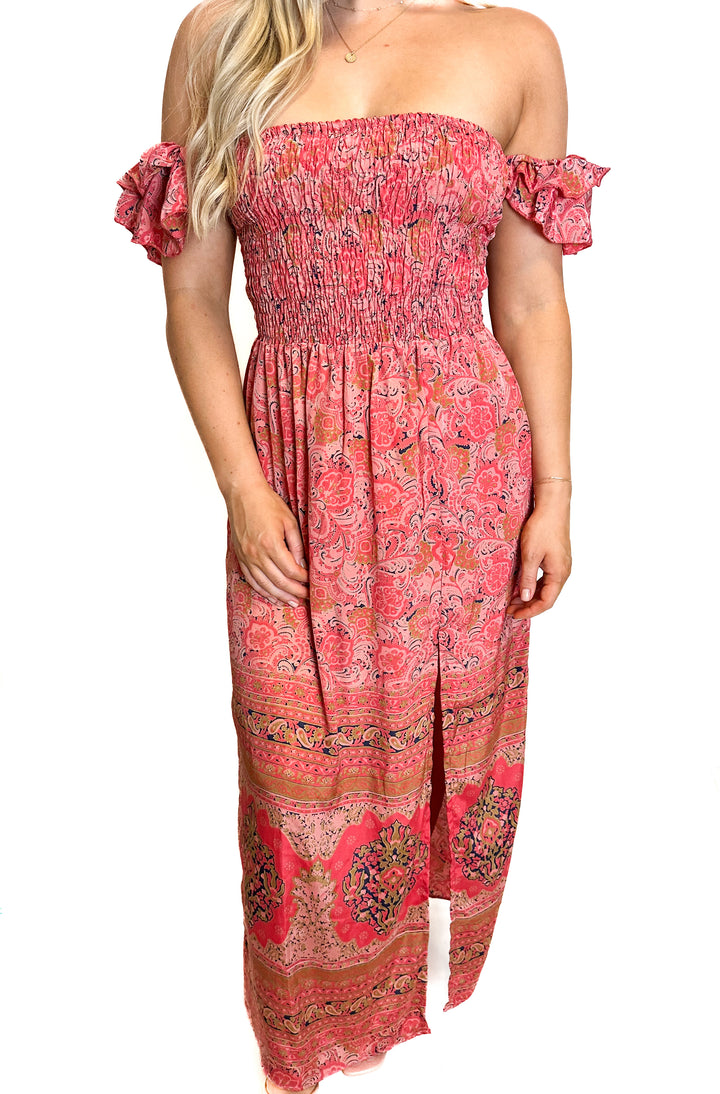 Raga Pink Printed Maxi Dress (XS)