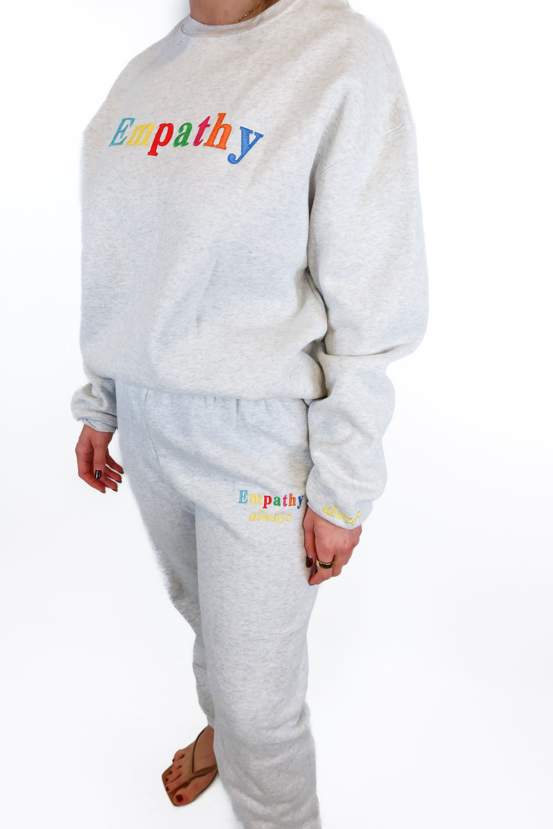 Heather Gray Empathy Embroidered Sweatsuit (S/M)