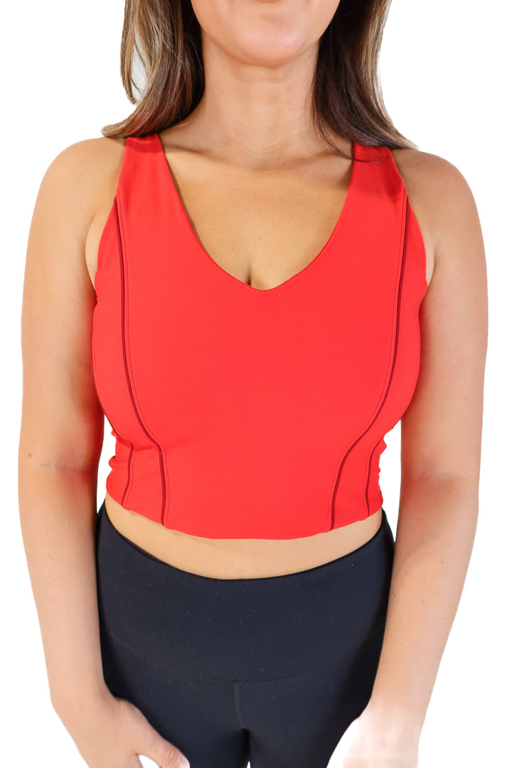 YPB red v-neck active tank (L)
