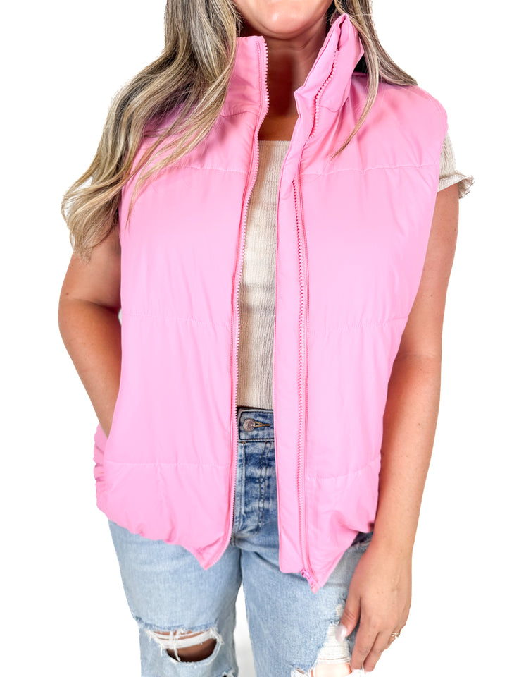 Pink Lily Pink Oversized Puffer Vest (M)