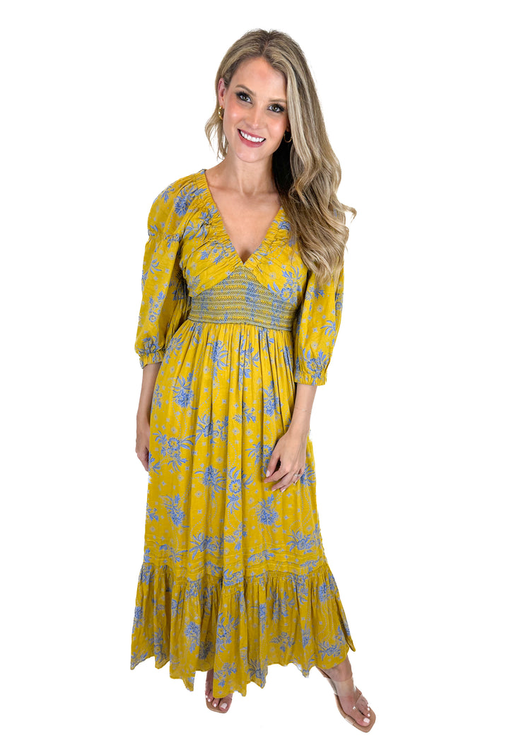 Free People Golden Hour Maxi Dress in Eqyptian Palm Combo (XS)