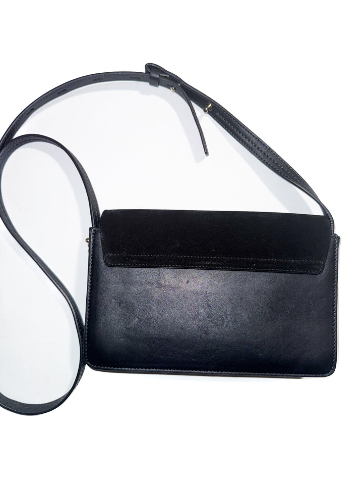chloe faye small black leather/suede bag (retail $1,390)