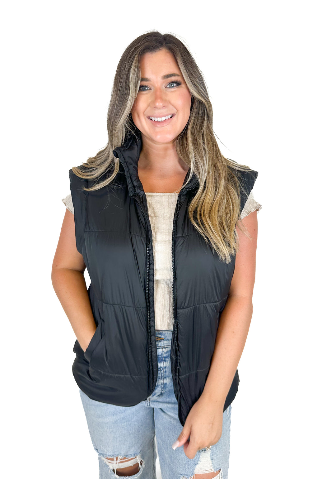 DSG Oversized Black Puffer Vest (XS/S)