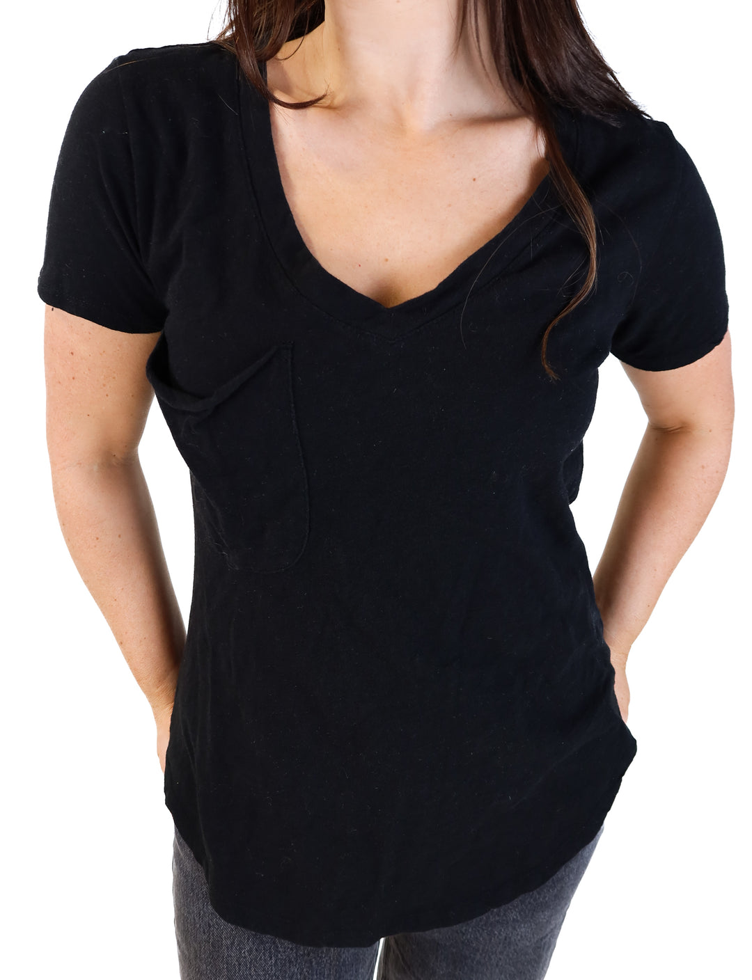 Zsupply black v-neck pocket tee (m; retail $46)