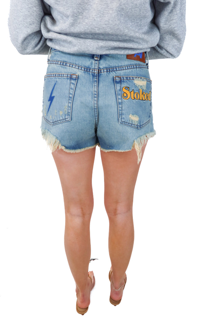 aviator nation light wash denim shorts NWT (27; retails $250)