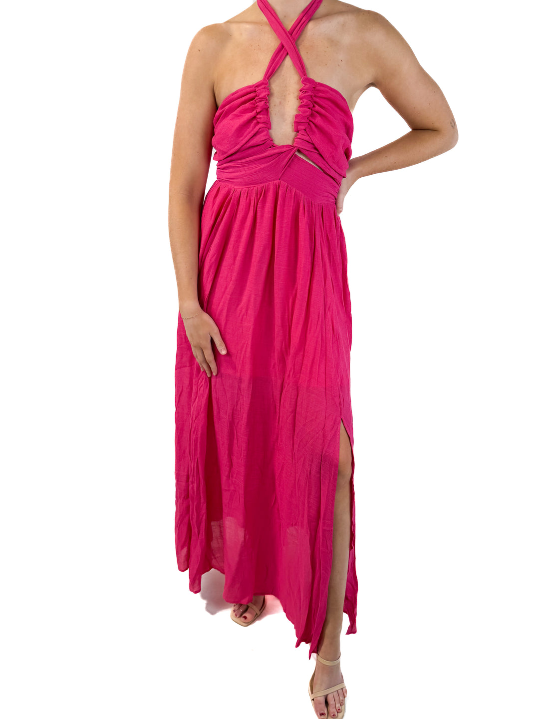aakaa hot pink maxi dress NWT  (retails for $99)