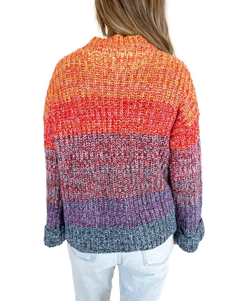 She + Sky Rainbow Marled Sweater (M)