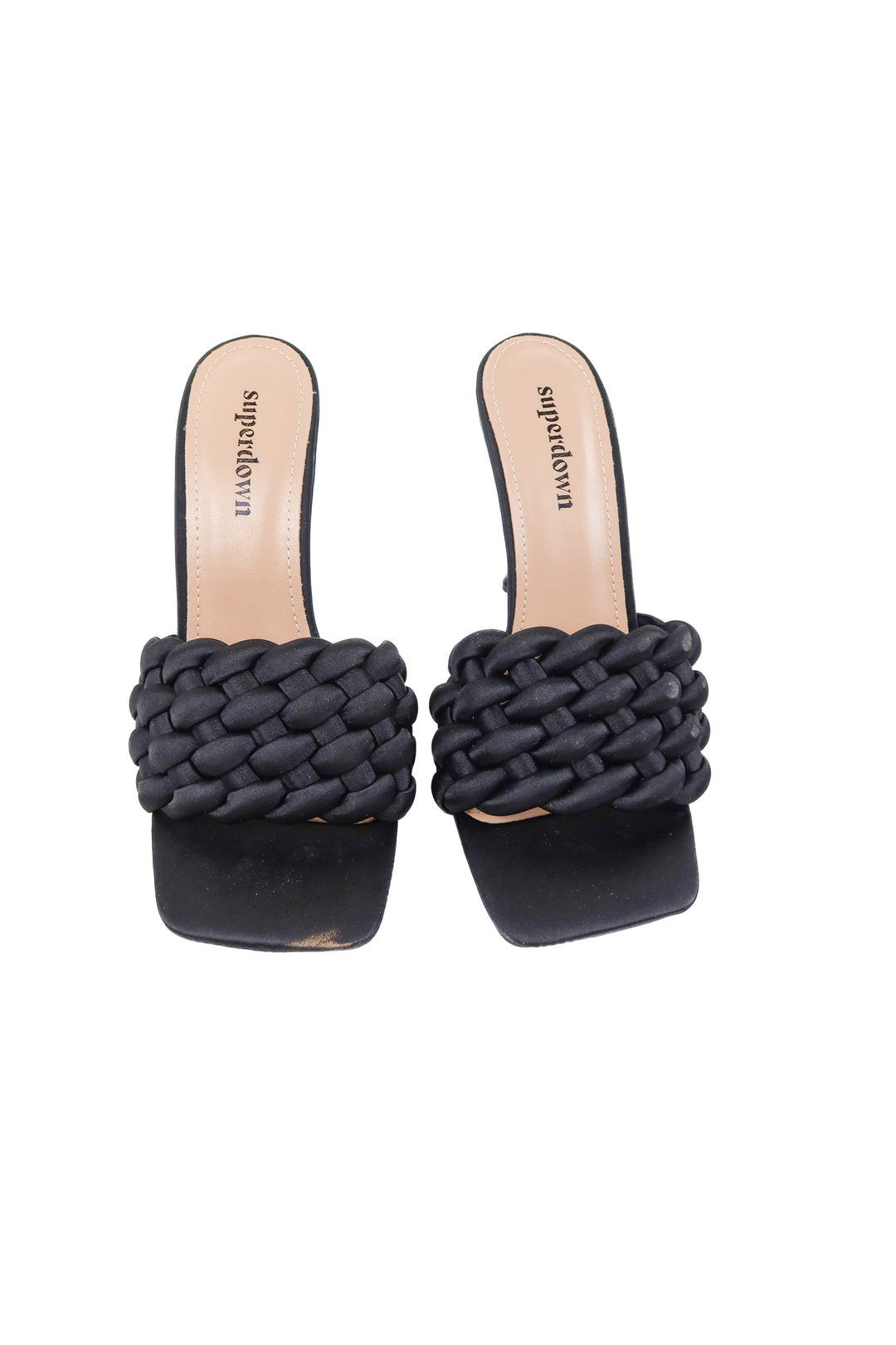 superdown black woven heels (8; retail $98)