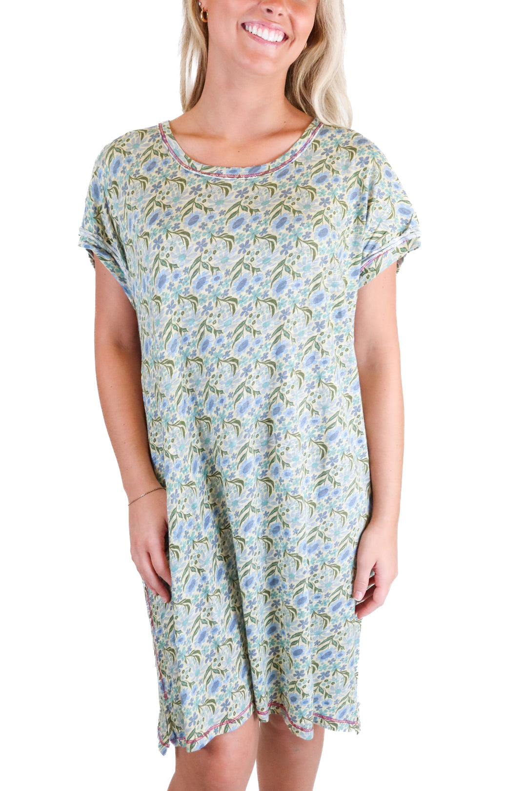 Natural Life blue/green floral midi dress NWT (S)