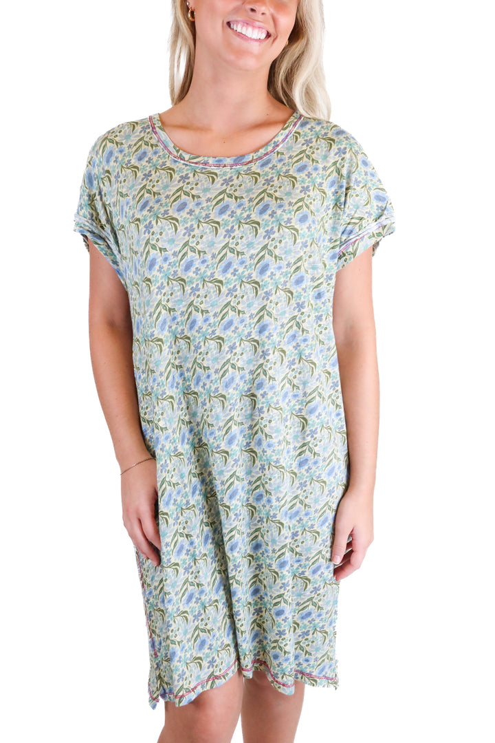 Natural Life blue/green floral midi dress NWT (S)