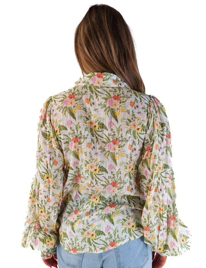 Aura sheer floral button up (s)