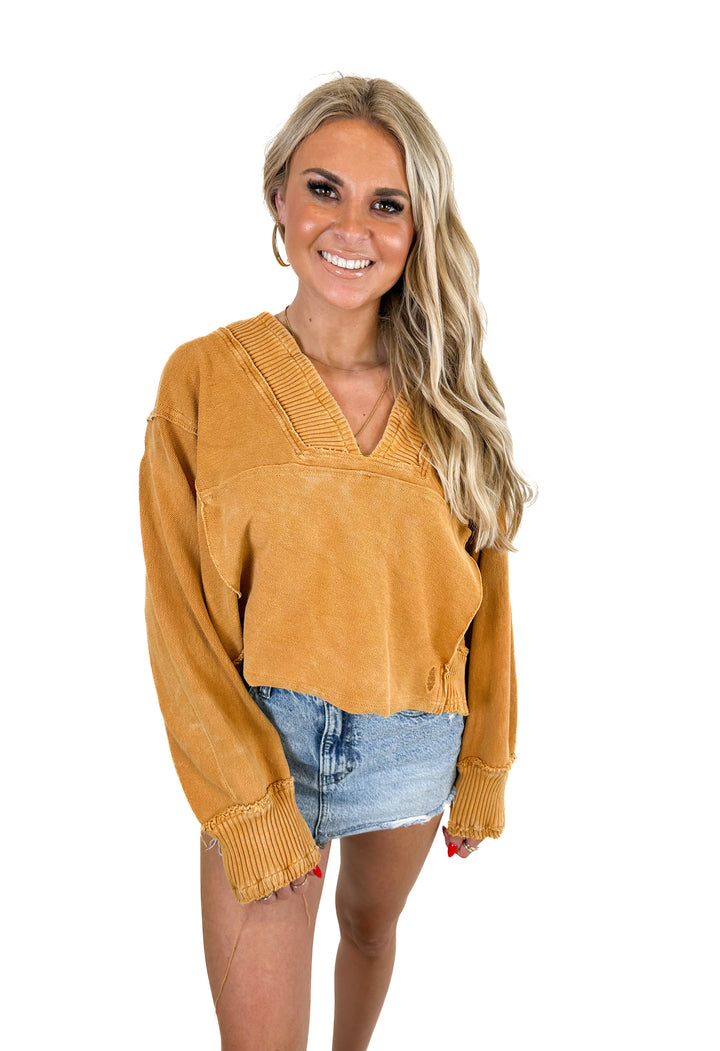 Free People Cropped Rust Hoodie (XS)