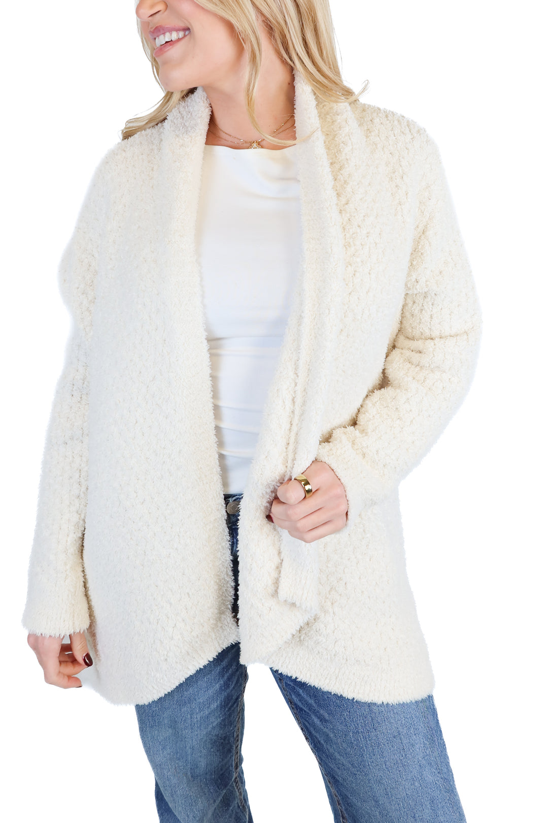 barefoot dreams cream cardigan (m; retail $125)