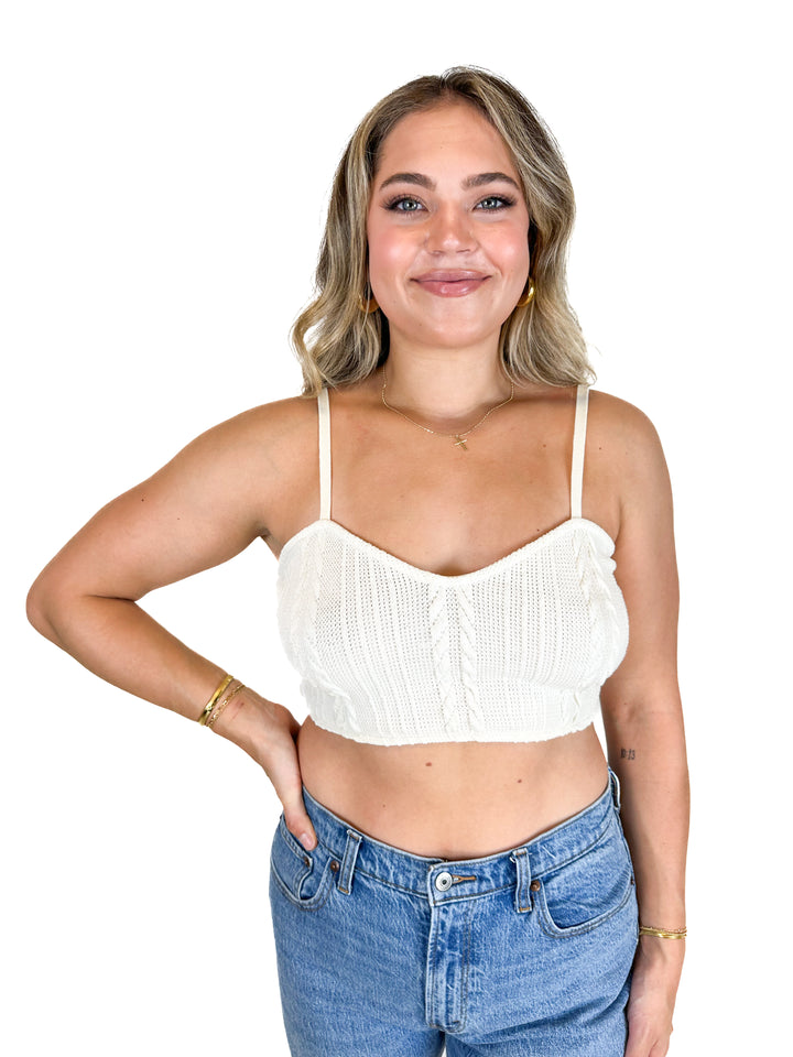 Zara White Knit Crop Top (L)