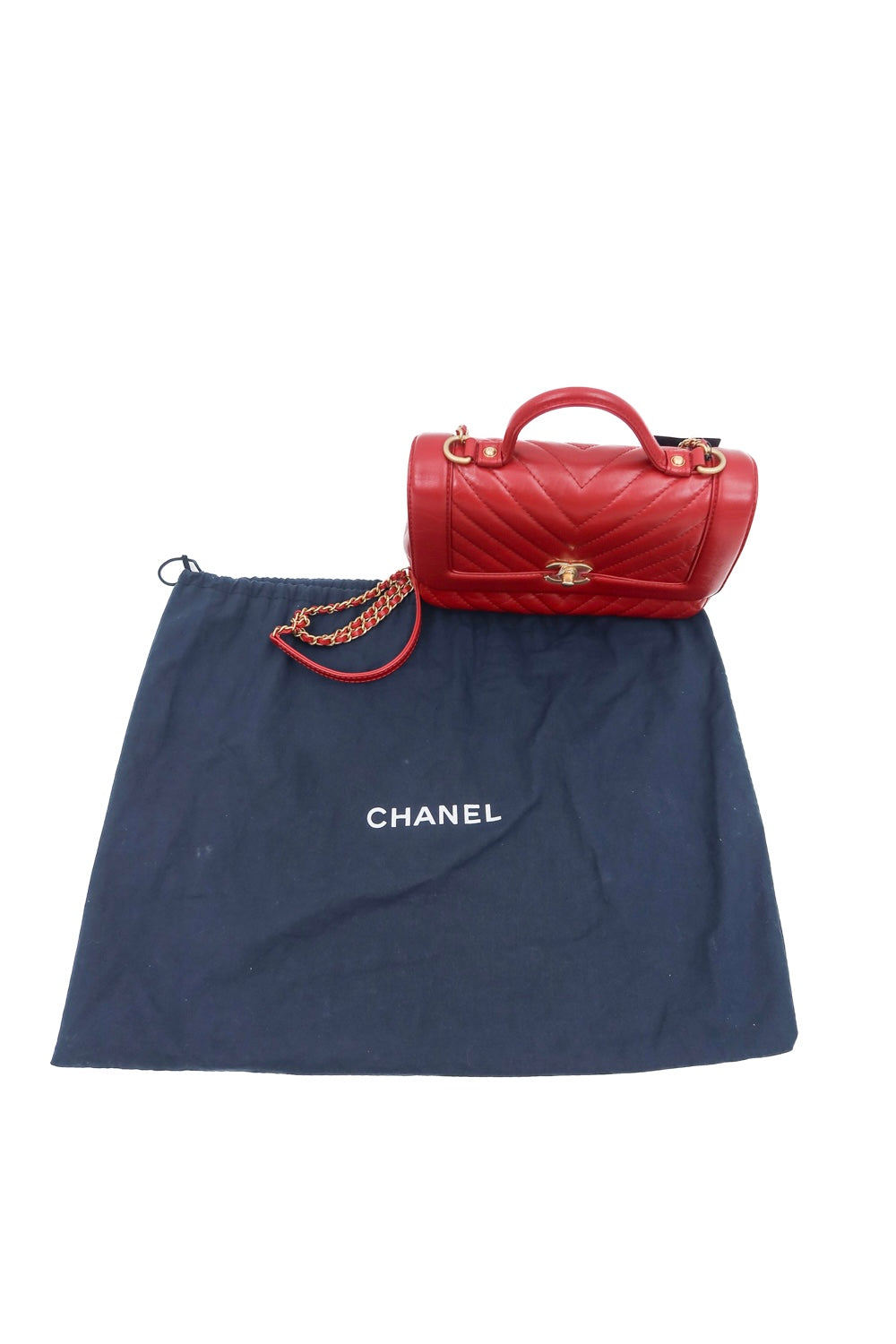Chanel Chevron Red Two-Way Single Flap (est. retail $8,900)
