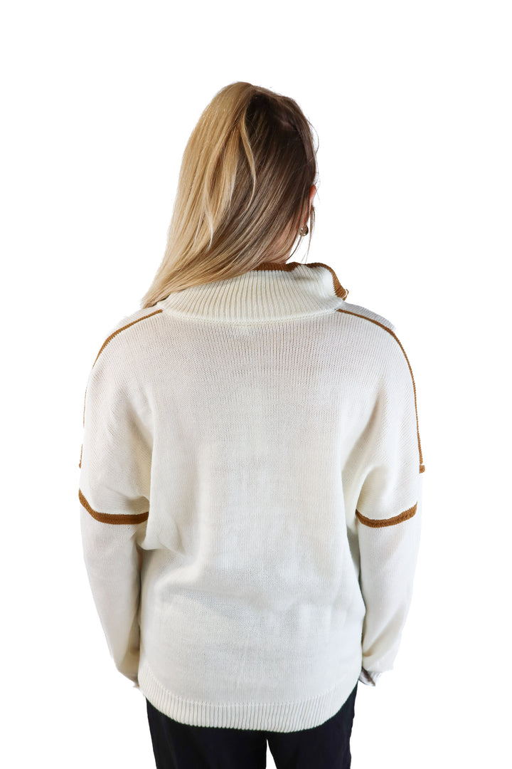 Cream Sweater with Quarter Zip NWT (L)