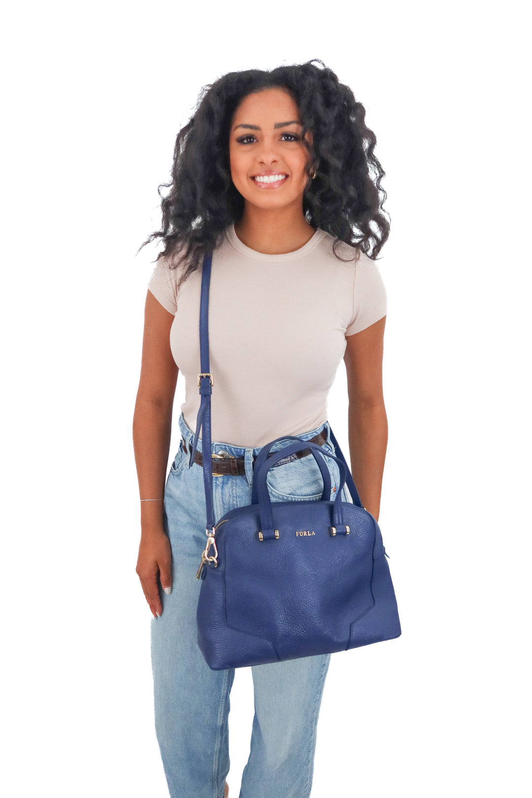 Furla Tess Satchel in Pebbled Leather