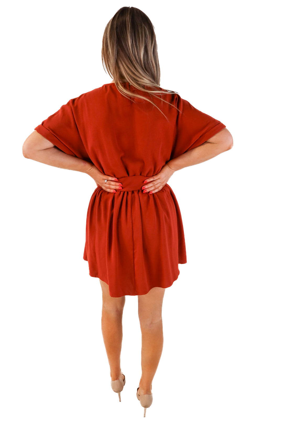 Entro rust short sleeve dress (M)