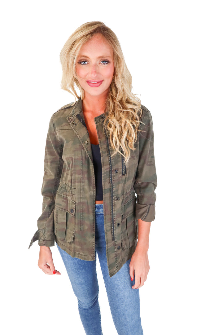 Sanctuary Olive Camo Utility Jacket (XS)
