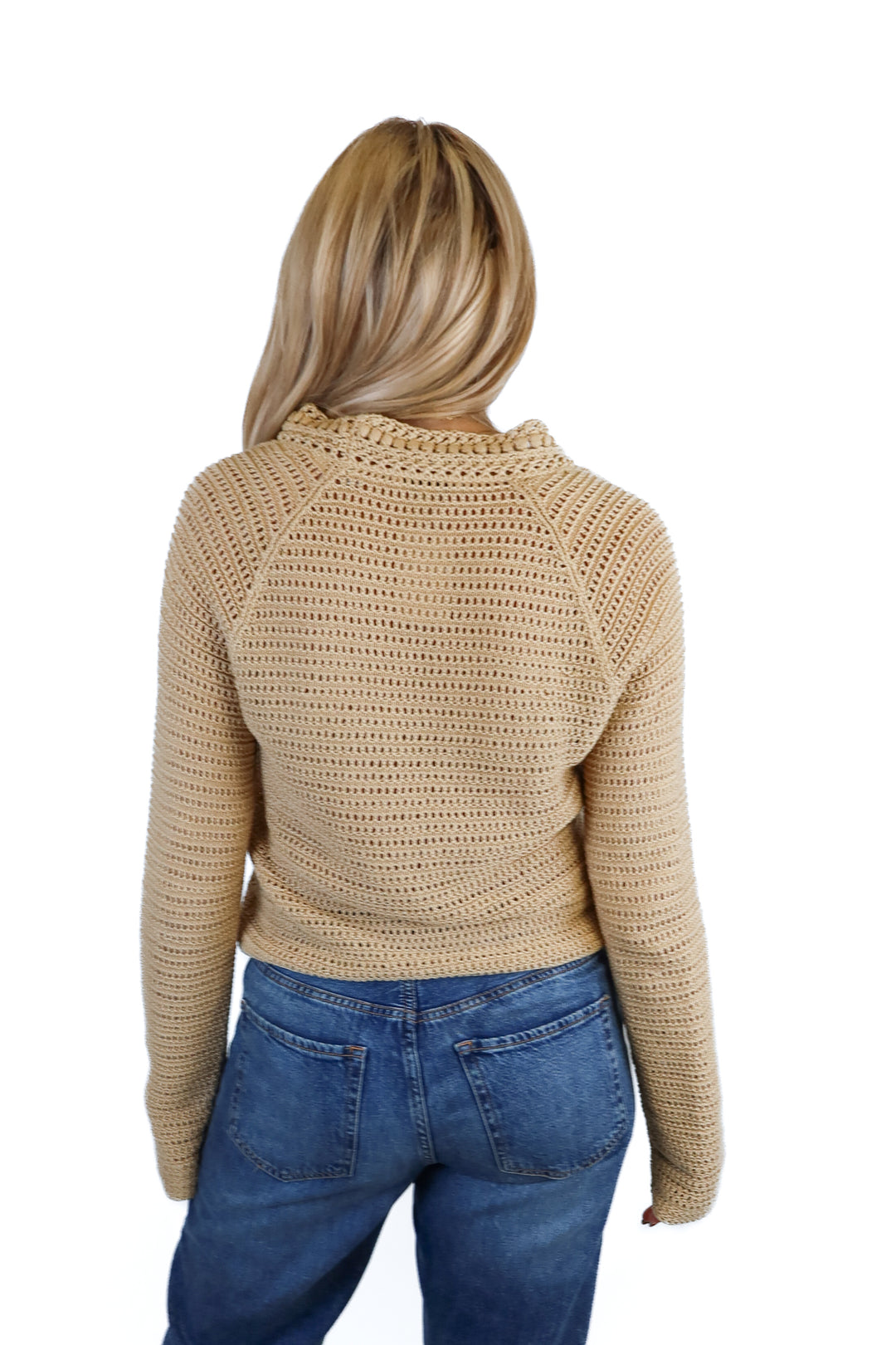 vince tan crotchet cardigan (s; retail $495)