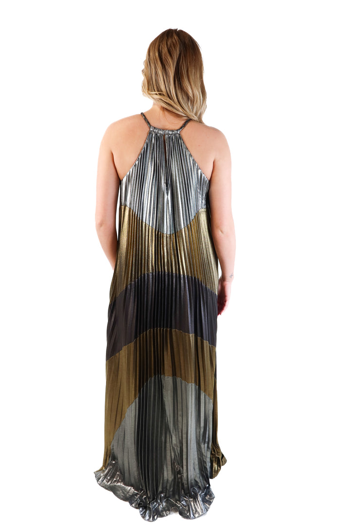 BCBG Metallic Maxi Dress (S; retail $498)