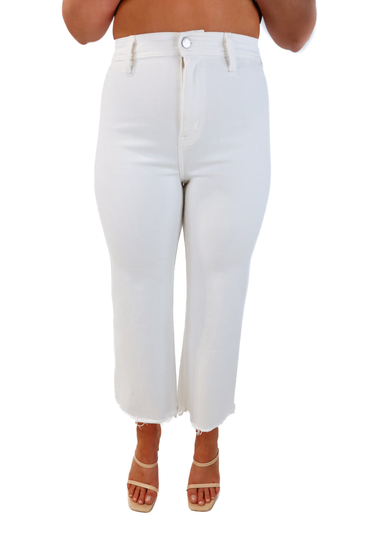 Pistola white wide leg jeans (28; retail $178)