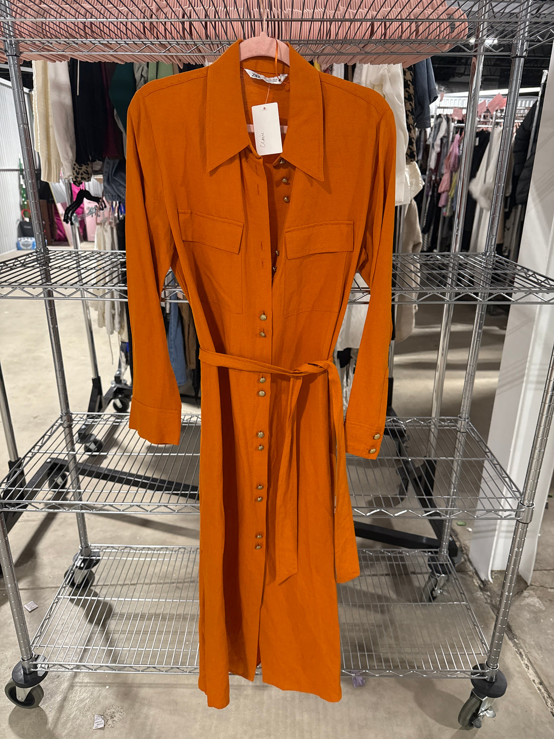 SOLD: Zara burnt orange linen dress (size L)