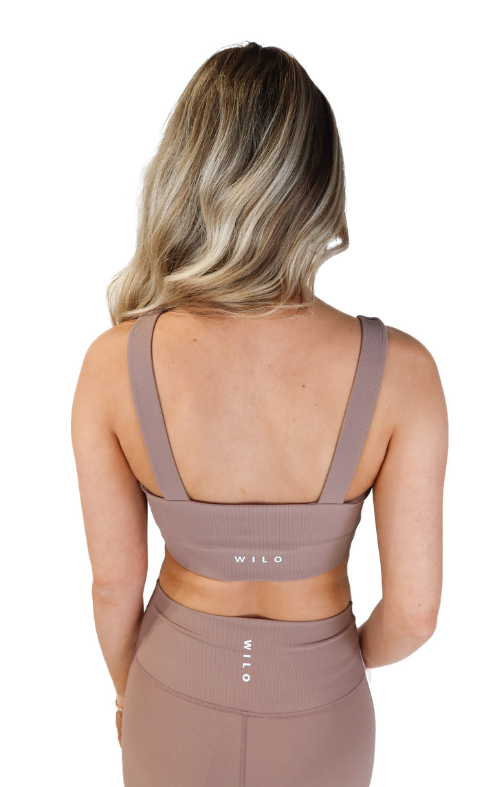 Wilo mauve color block sports bra (m)
