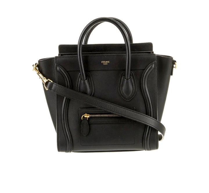 Celine black Luggage Bag Grainy Leather Nano (retail $2,800)