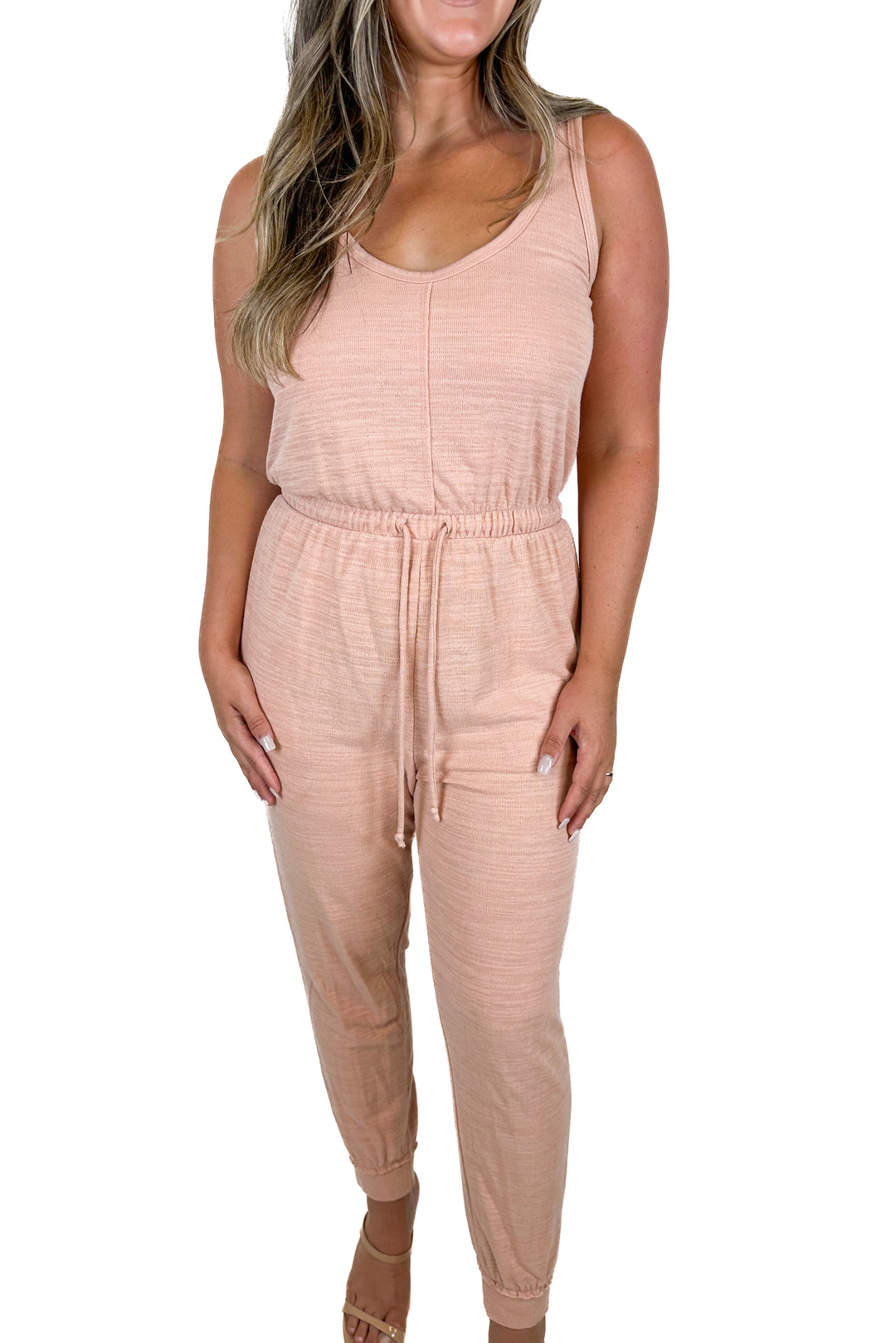 Free People Beach Mauve Pink Drawstring Waist Jumpsuit (M)