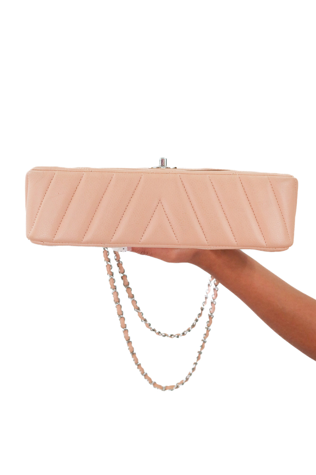 Chanel Chevron Nude Caviar Leather Single Flap (est. retail $10,400)