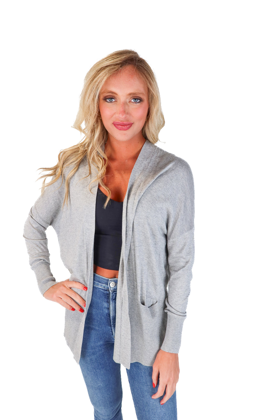 Vince Grey Open Front Pocket Cardigan (S & M)