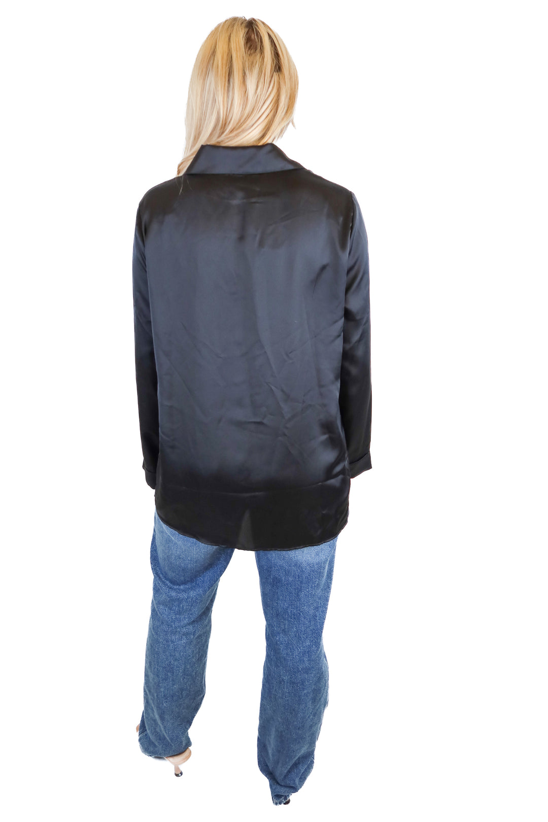 Show Me Your Mumu black satin button down NWT (S)