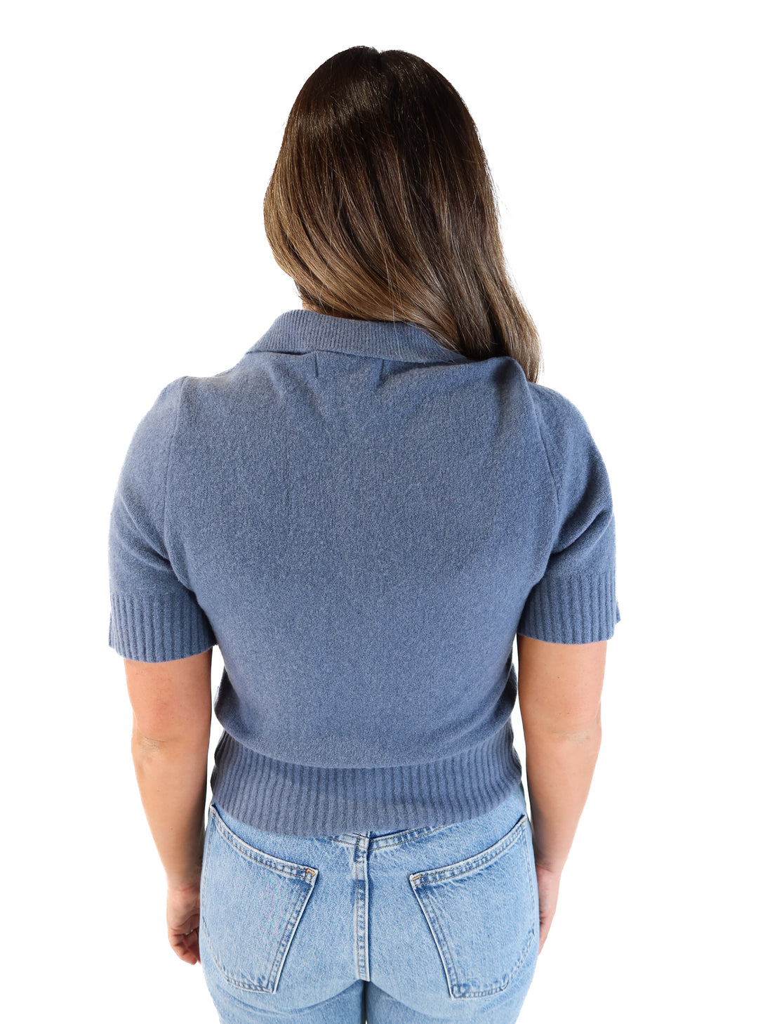 Abercrombie & Fitch blue wool short sleeve sweater (M; retail $80)