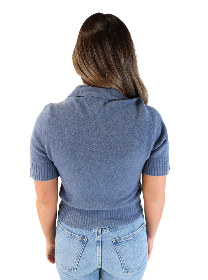 Abercrombie & Fitch blue wool short sleeve sweater (M; retail $80)