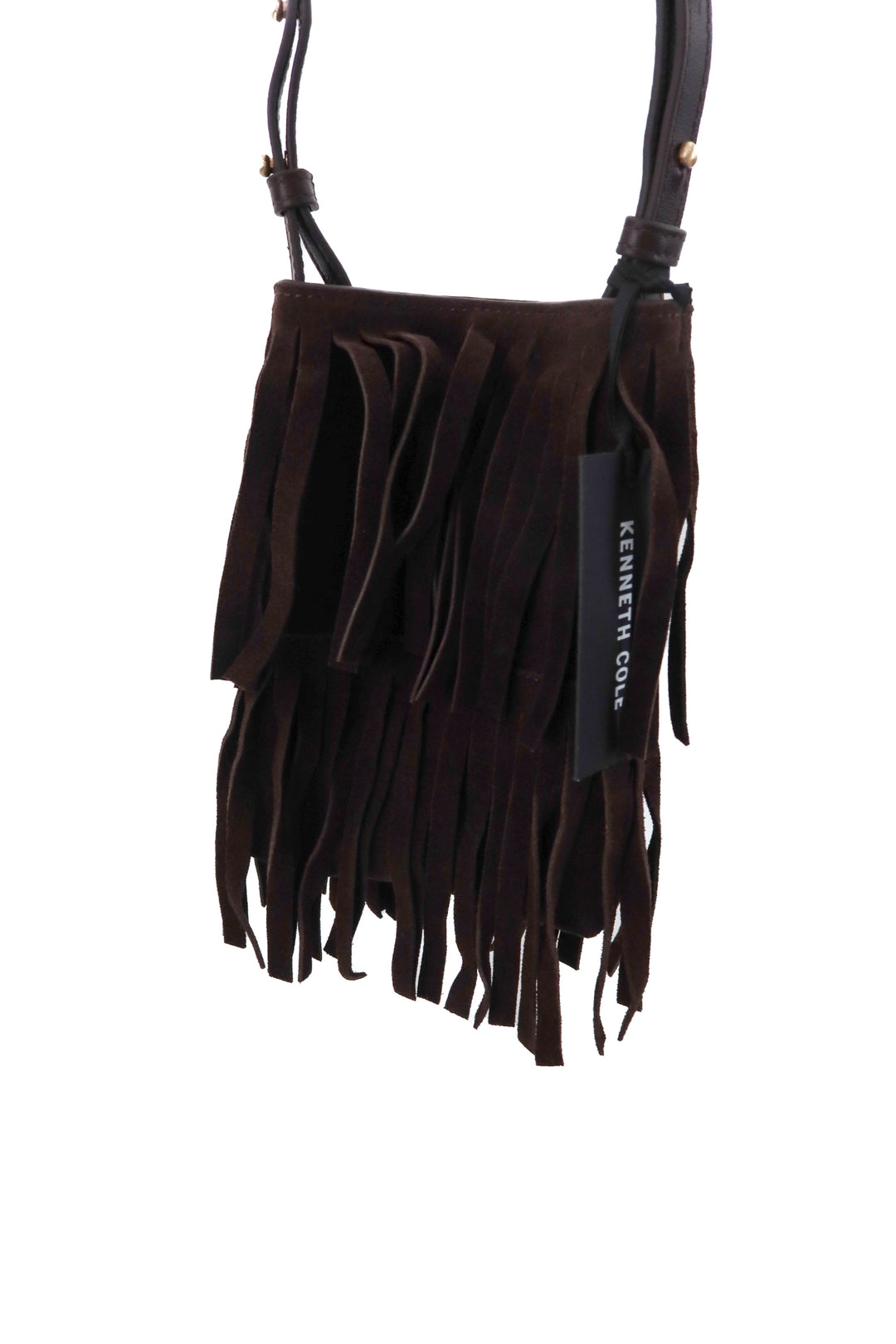 kenneth cole dark brown suede fringe crossbody (retail $125)