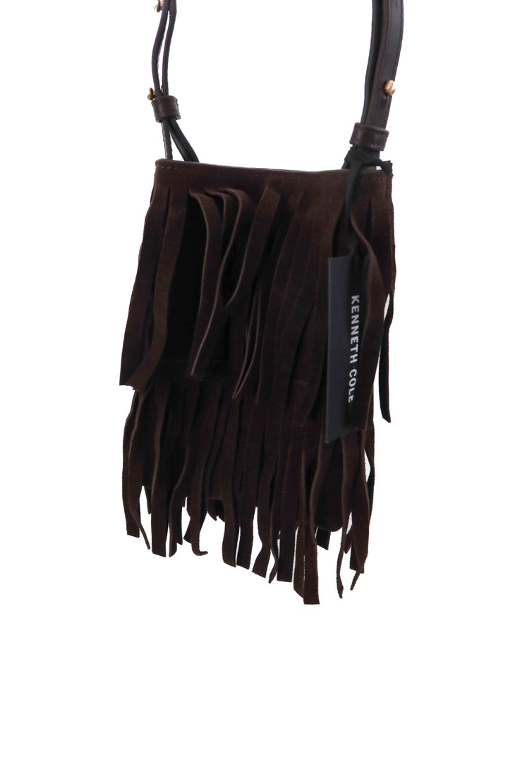 kenneth cole dark brown suede fringe crossbody (retail $125)