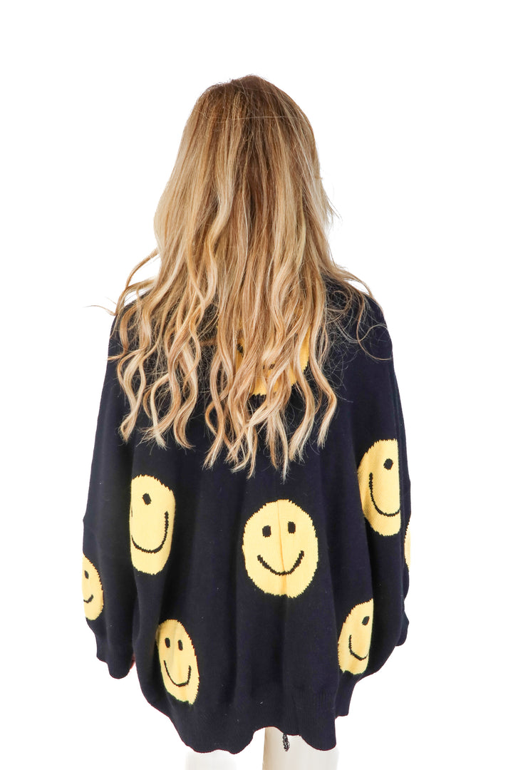 lala smiley face cardigan (s/m; retail $108)