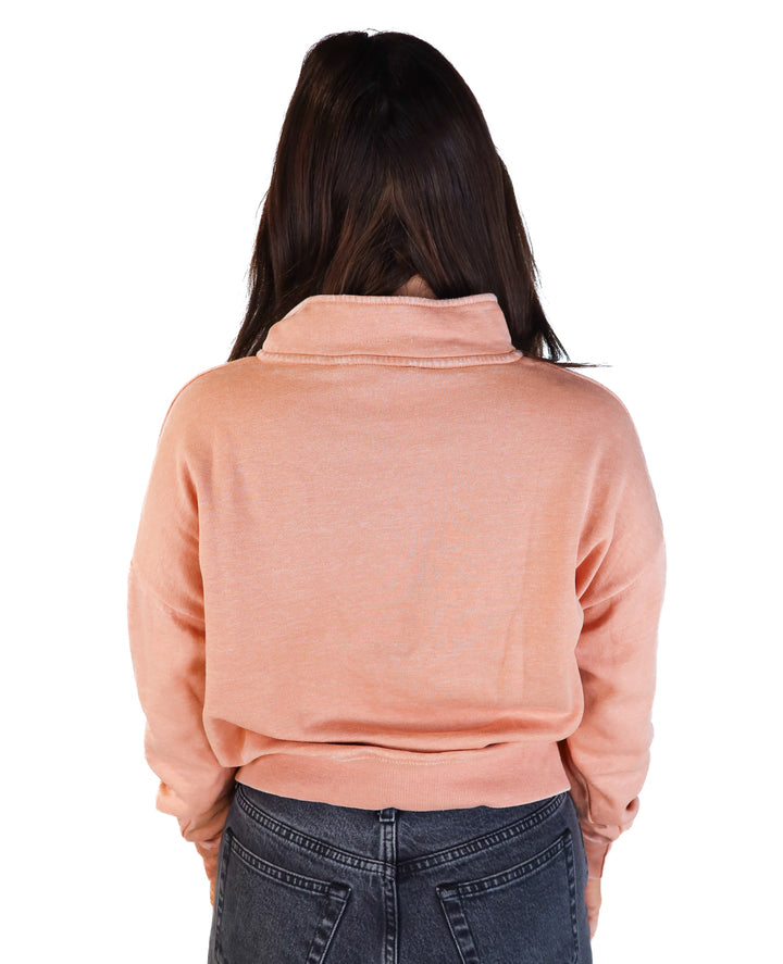 Hippie rose peach quarter zip (L; retail $34)