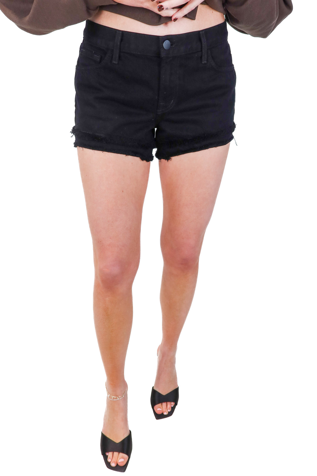 J Brand Black Denim Cutoff Mid-Rise Shorts NWT (26; Retail $148)