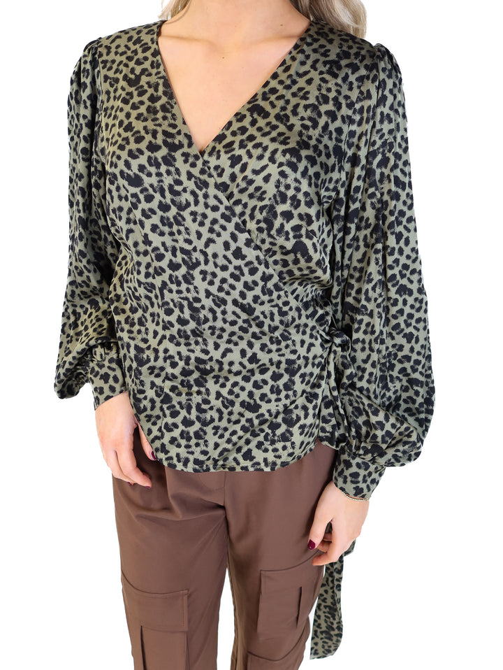 Good American green leopard wrap top (3/L; retail $95)
