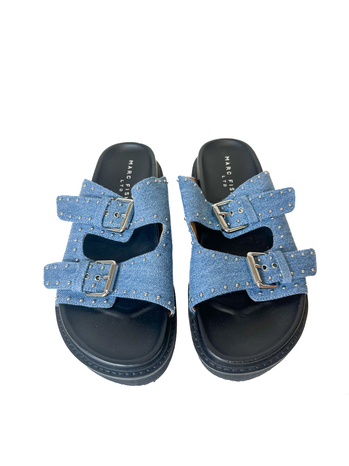 Marc Fisher Denim Studded Sandals (7)