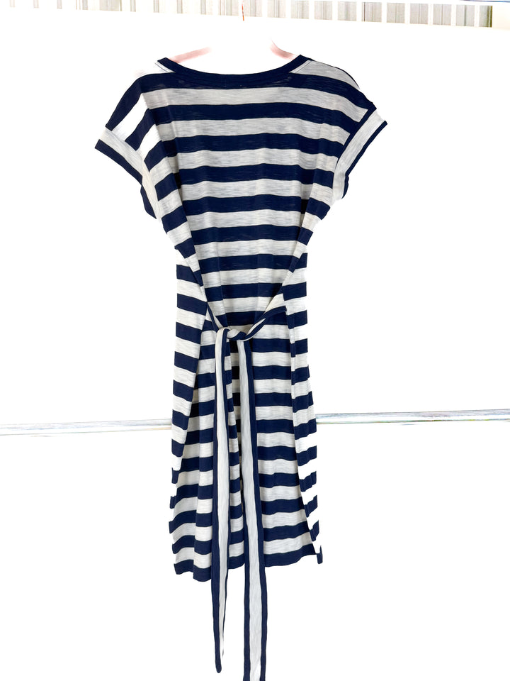 j.crew navy/white striped dress (M)