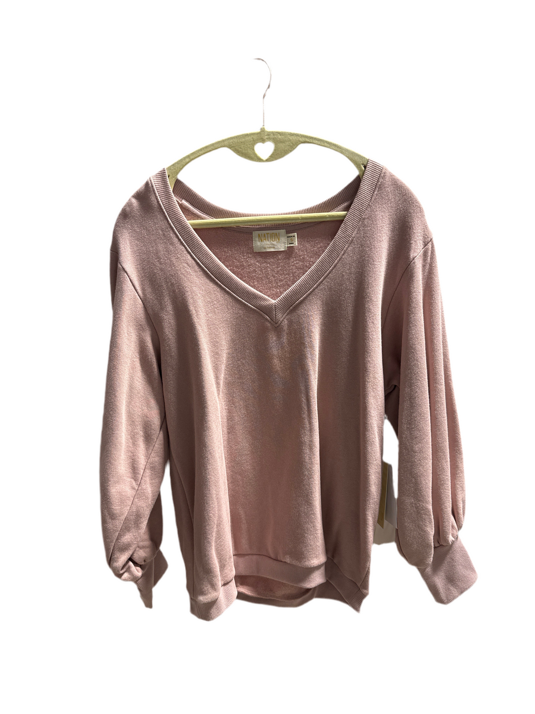 SOLD: Nation Soft Pink Vneck Sweatshirt NWT (S; Retail $165)