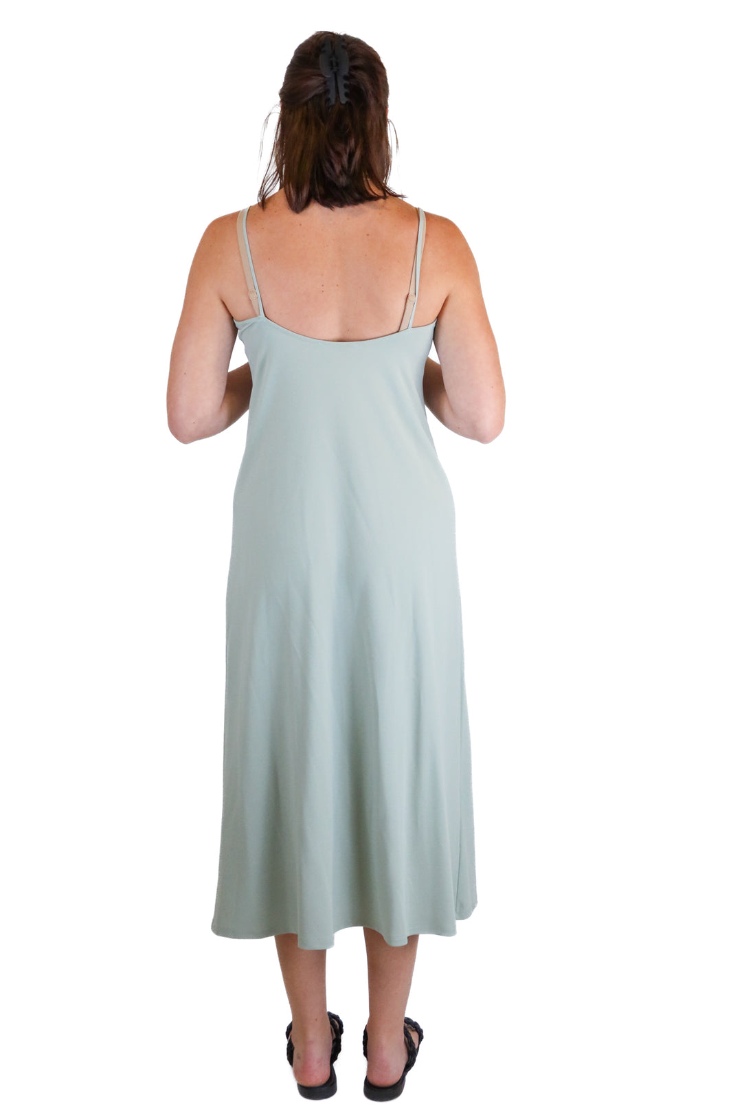 Zara Sage Spaghetti Strap Maxi Dress (S)